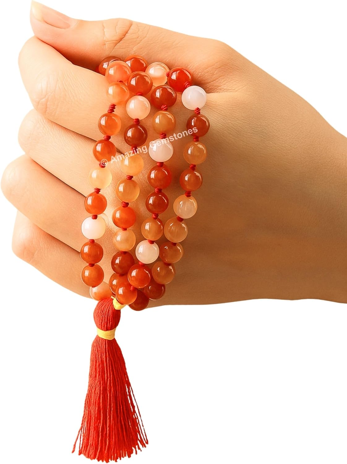 Amazing Gemstone 108 Beads Handmade Mala (Knotted, Rudraksha) - Colors A