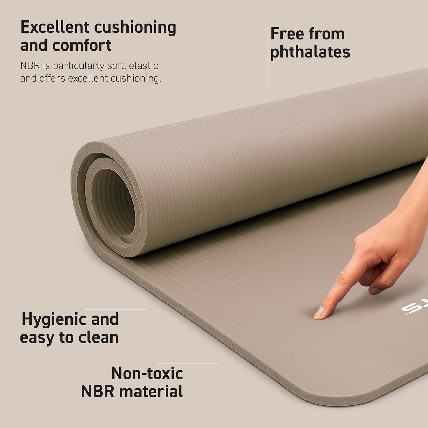 MSPORTS Yoga Mat Premium Non Slip Thick – Extra Comfortable Exercise Mat for Home Workouts, Pilates, Stretching & Gym – Cushioned NBR Foam, Gym Mat with Strap, for Women & Men