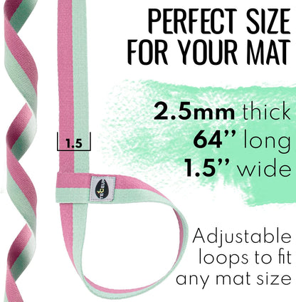 TECEUM Yoga Mat Strap – 30+ Colors – Adjustable Mat Holder Sling Carrier for All Mats [Mat Not Included]