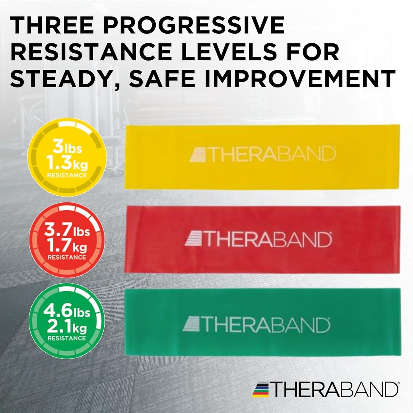 THERABAND Resistance Bands Set, Elastic Bands for Exercise & Physical Therapy, Strength Training for Upper & Lower Body Fitness