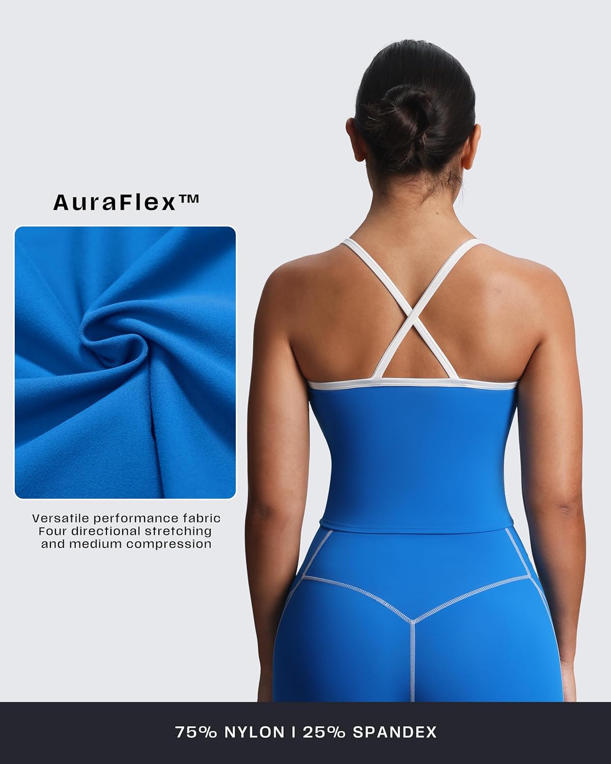 Aoxjox Women's Workout Sleeveless Color Block Lexi Tank Tops Contrasting Strap Cross Back Yoga Curve Longline Crop Top