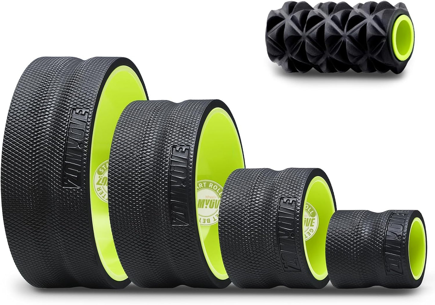 3 Pack Back Roller- Yoga Wheel for Back Pain Reliefn & Stretching, Back Wheel for Deep Tissue Massage, Foam Roller for Physical Therapy & Exercise