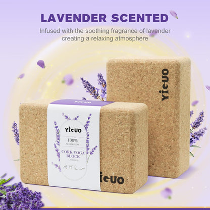 YIGUO 2 Pack Cork Yoga Blocks | Natural Eco-Friendly High Density Non-Slip Yoga Blocks for Women & Men | 9x6x3 Inches for Yoga, Pilates, Stretching