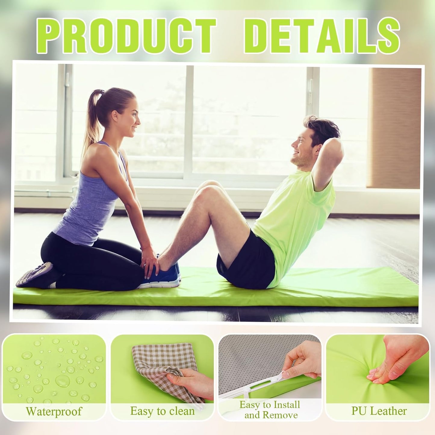 Lyrow 2 Inch 72"x24" Thick Foldable Yoga Mat with Carry Strap, Non-slip Portable Foam Gym Mat for Yoga, Pilates and Stretching