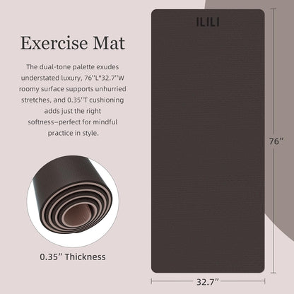 ILILI large Yoga Mat, Thick Soft Exercise Mat for Home Gym, Anti-Tear Cushioned Mat for Men Women, 76"x32.7"x0.35" for Stretching, Pilates&Fitness Workouts