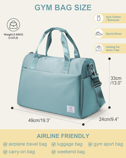 Gym Bag Womens Mens with Shoes Compartment and Wet Pocket Travel Duffel Bag for Women for Plane Sport Gym Tote Bags Swimming Yoga Waterproof Weekend Overnight Carry on Bag Hospital Holdalls - Colors B