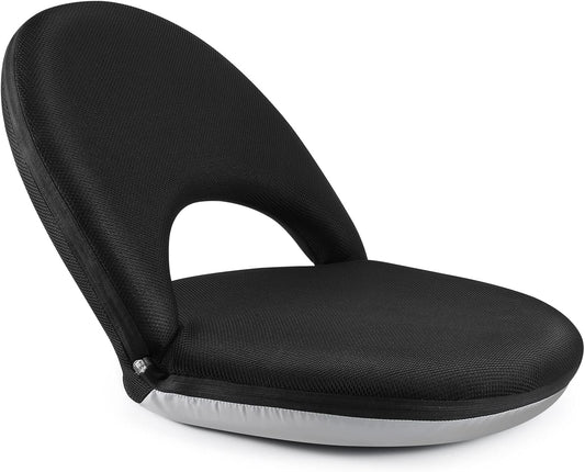 Nnewvante Floor Chair Adjustable Back Support Chair Foldable Meditation Seating Suede-Like Fabric Multiangle Cushioned Recliner for Adults Kids Video-Gaming Reading Watching, Navy