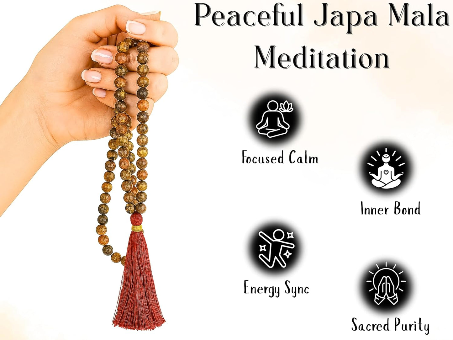 Amazing Gemstone 108 Beads Handmade Mala (Knotted, Rudraksha) - Colors A