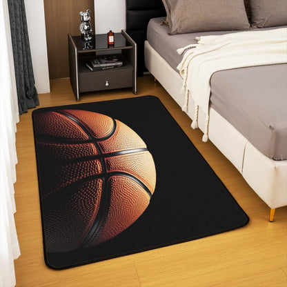 jejeloiu Basketball Living Room Rugs for Bedroom 5x7 Kids Gaming Sports Decor Carpet for Boys Girls Teens Ball Games Area Rug Soft Gift for Basketball Lover Grey and Black Room Decor