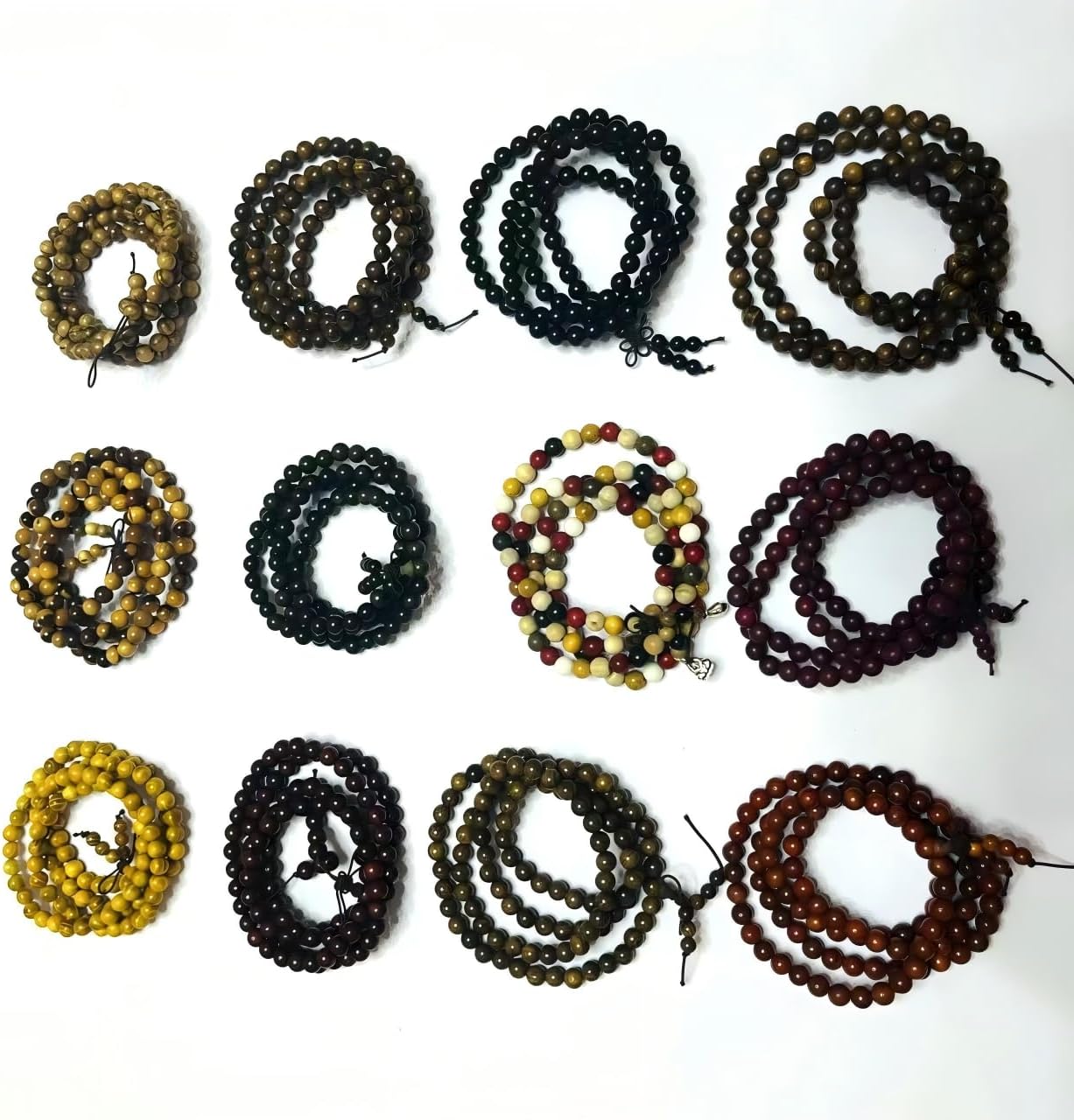 Handmade Mala Beads Bracelet 108 8mm Prayer Meditation Bracelet Sandalwood Elastic, Buddhist Beads, Prayer Mala Necklace for Men and Women Gifts