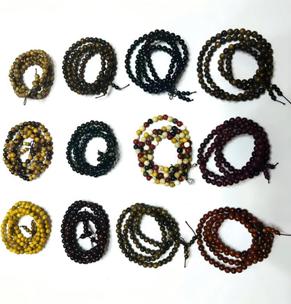 Handmade Mala Beads Bracelet 108 8mm Prayer Meditation Bracelet Sandalwood Elastic, Buddhist Beads, Prayer Mala Necklace for Men and Women Gifts