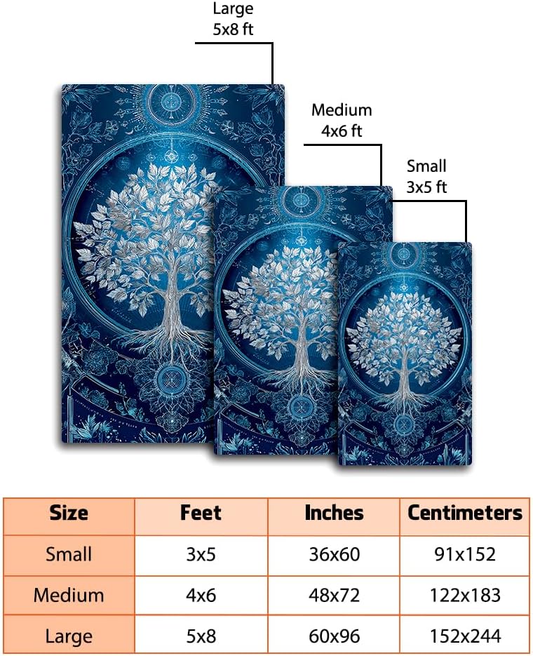 Tree of Life Rug for Living Room Bedroom – Yggdrasil Viking Area Rug Soft Non-Slip Carpet for Indoor Home Décor (Tree of Life Rug 05)