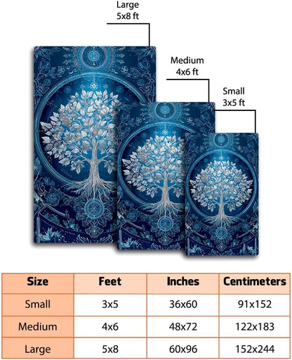 Tree of Life Rug for Living Room Bedroom – Yggdrasil Viking Area Rug Soft Non-Slip Carpet for Indoor Home Décor (Tree of Life Rug 05)