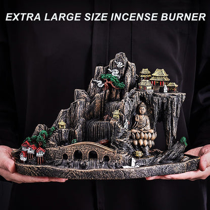 Mountain Waterfall Incense Burner，Backfall Incense Holder River, Incense Falls Meditation Decor for Room with Upgrade Incense Cones and Accessories (Mountain)