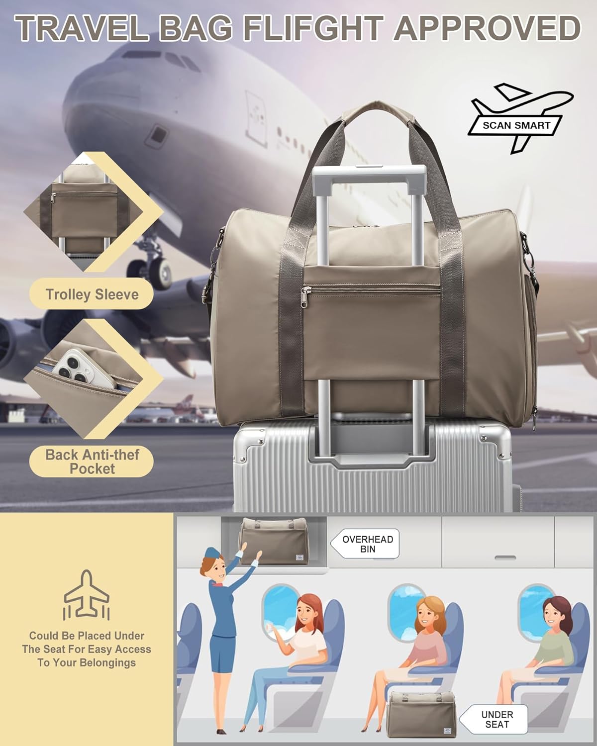 Gym Bag Womens Mens with Shoes Compartment and Wet Pocket Travel Duffel Bag for Women for Plane Sport Gym Tote Bags Swimming Yoga Waterproof Weekend Overnight Carry on Bag Hospital Holdalls - Colors C