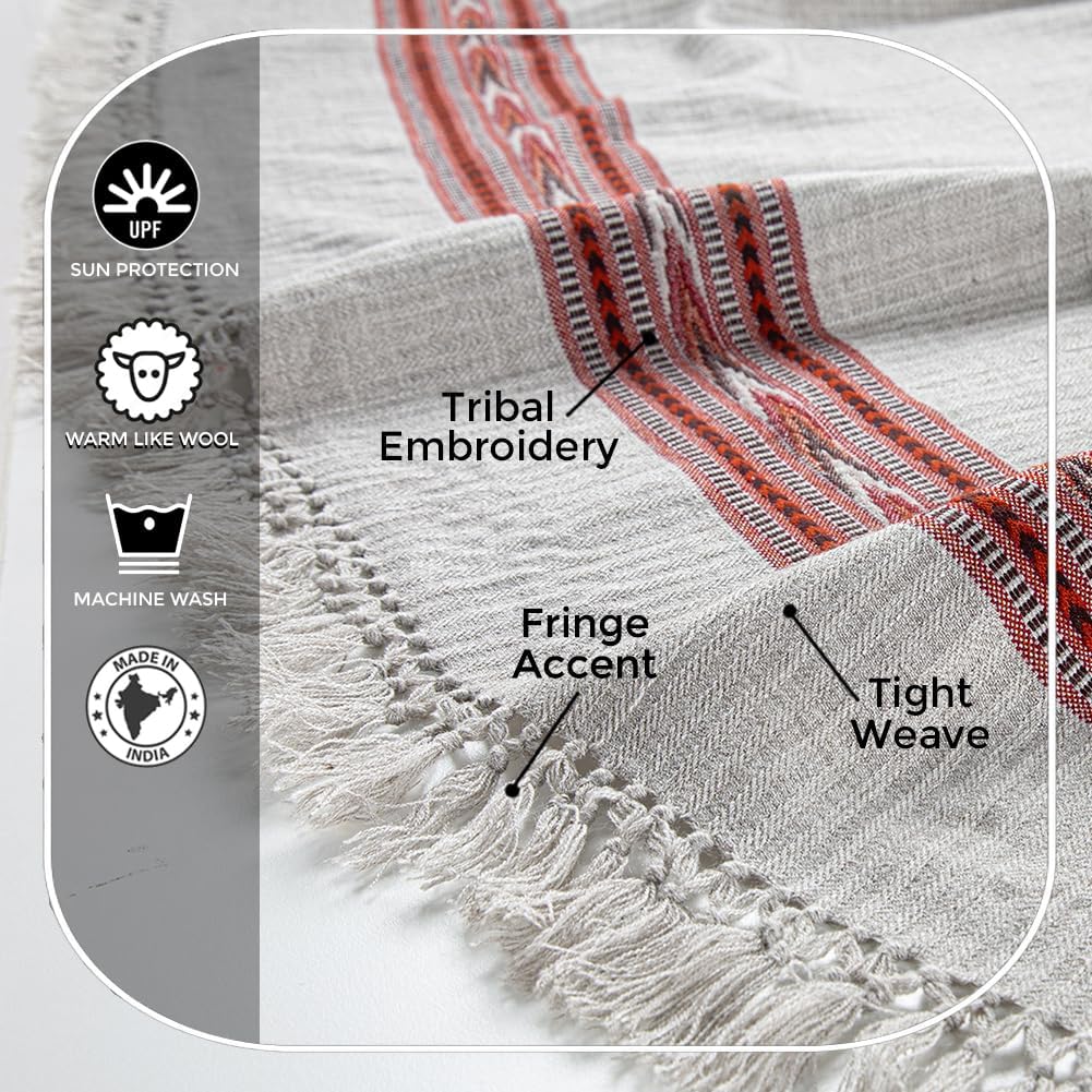 Exotic Meditation Shawl - Large Unisex Prayer Wrap, Oversize Scarf & Versatile Indian Stole Blanket
