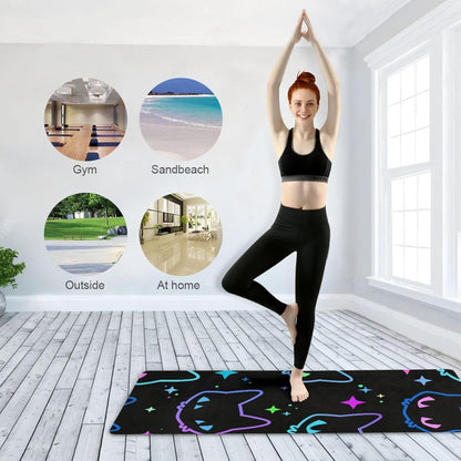 Cute Chubby Frog Yoga Mat, 71 x 26 Inch Non-slip Yoga Mats Folding Travel Exercise Mat Indoor Outdoor Gym Pilates with Storage Bag for Women Men
