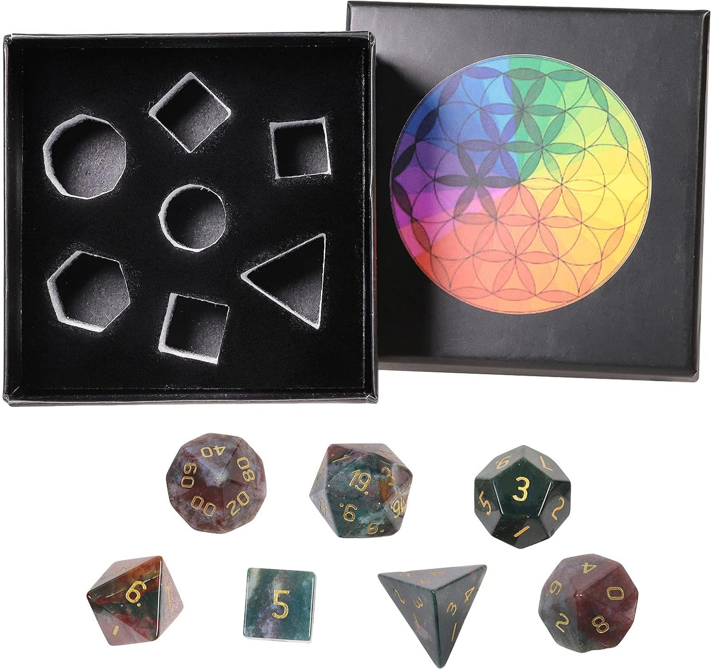 mookaitedecor 7 PCS Blue Howlite Turquoise Crystal Polyhedral DND Dice Set, Polished Tumbled Stones Dices for RPG MTG Table Games Home Decoration