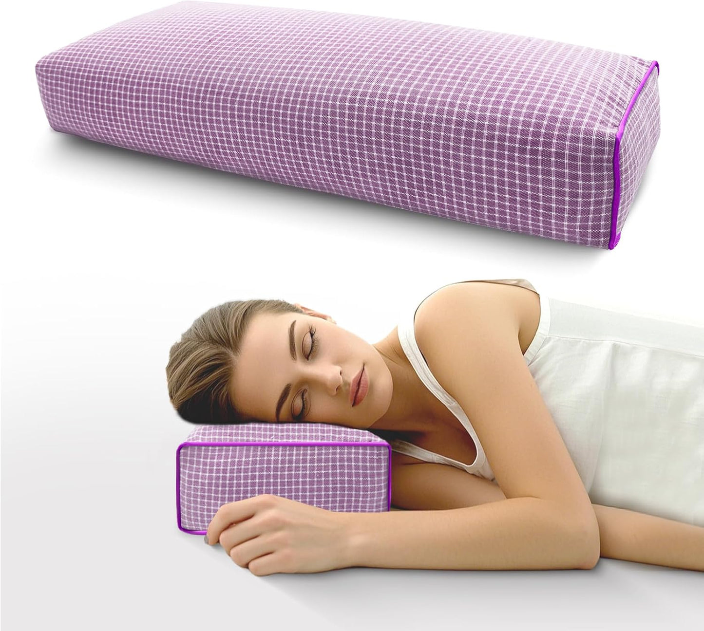 Adjustable Buckwheat Hull Pillow for Neck Pain Relief (21x8x4in) Natural Cooling Cervical Support Organic Pillow for Side & Back Sleepers with Night Sweats (Grey)