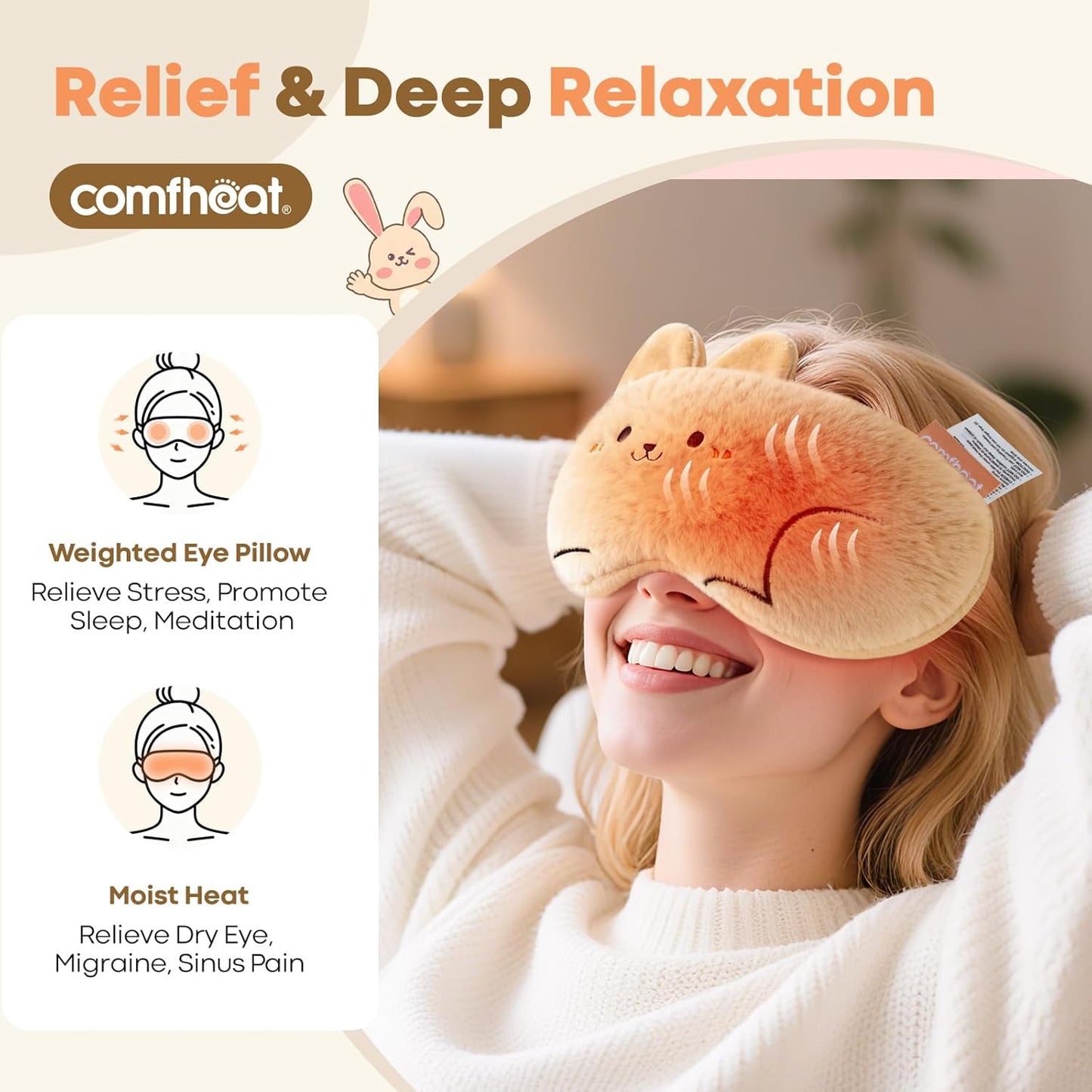 Unscented Weighted Eye Pillow for Yoga, Microwavable Moist Heat Eye Compress Mask with Washable Cover for Relaxation, Sleeping, Meditation, Yoga, Spa, Migraine Relief