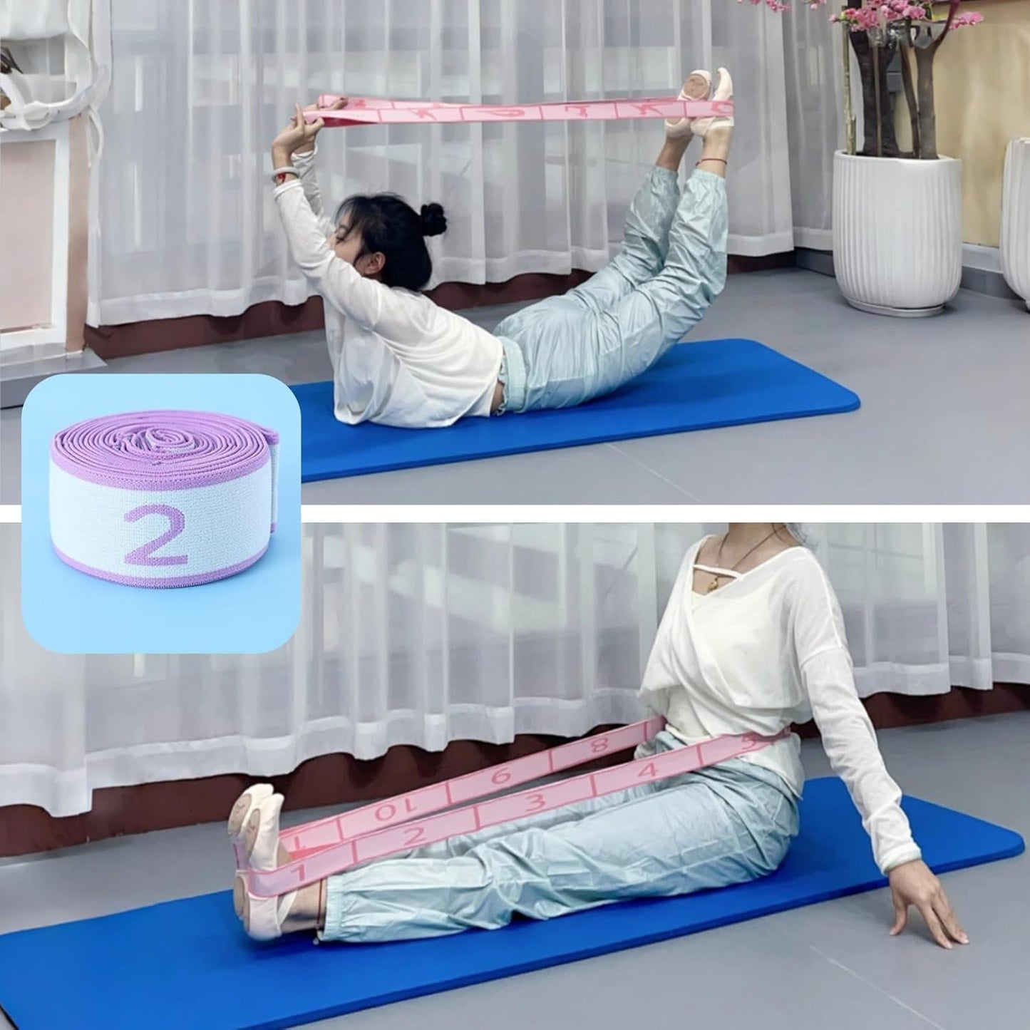 Multi-Loop Stretch Band - Yoga, Pilates, Ballet, and Physical Therapy Stretching Strap for Flexibility, Leg Stretching, and Exercise - Durable Stretching Equipment