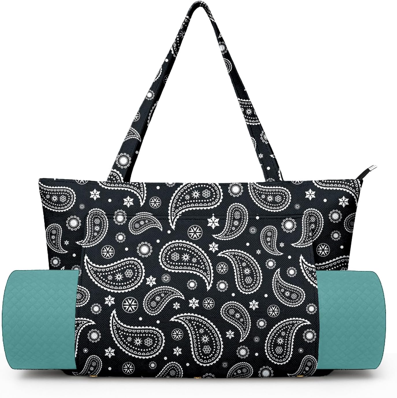 Yoga Bag for Women, Large Canvas Yoga Mat Tote Bag with Yoga Mat Carrier - Large Mat Pocket Fitness Tote for Pilates, Gym, Travel, Office & Beach