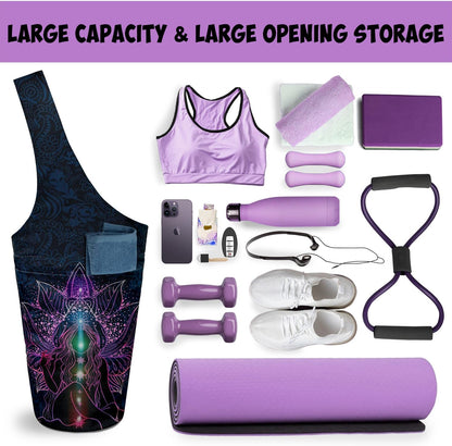 Yoga Mat Bag Carrier for Women with Side Large Pocket Durable Linen Workout Gym Travel Storage Pilates Mats