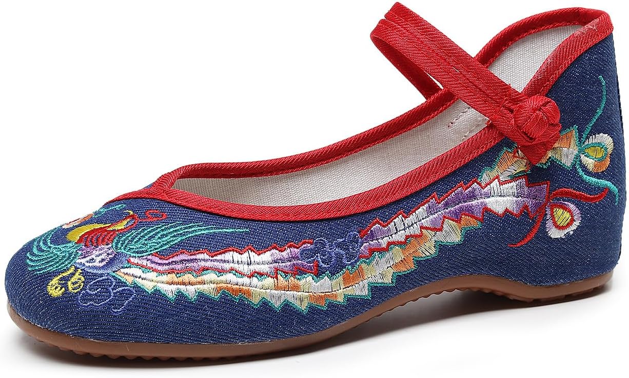 Chinese Embroidered Wedge Sandals Women's Multicolor Asian Traditional Mary Jane Ballet Yoga Shoes Rubber Sole Ethnic Style Loafers