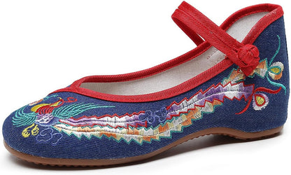 Chinese Embroidered Wedge Sandals Women's Multicolor Asian Traditional Mary Jane Ballet Yoga Shoes Rubber Sole Ethnic Style Loafers