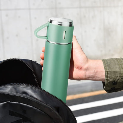 Stainless Steel Thermo 500ml/16.9oz Vacuum Insulated Bottle with Cup for Coffee Hot drink and Cold drink water flask.(Pink,Set)