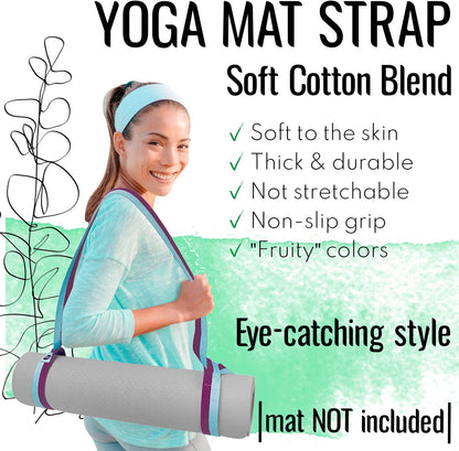 TECEUM Yoga Mat Strap – 30+ Colors – Adjustable Mat Holder Sling Carrier for All Mats [Mat Not Included]
