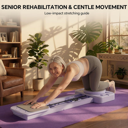 Pilates Board, Foldable Pilates Reformer Set for Home Workout with Timer, Multifunctional Portable Reformer Pilates Machine at Home Pilates Equipment (Pink)