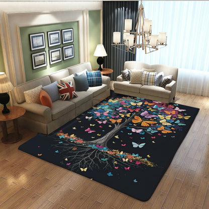 Butterfly Carpet Area Rug - Lovely Butterflies Printed Carpets for Kids Butterfly Theme Living Room Indoor Bedroom Decor Soft Polyester Yoga Mat 2'x3'