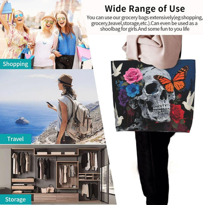 Tote Shoulder Bag Large Durable Reusable Eco-friendly Handbag Lightweight Stylish for Daily Use-19.7x15.7x5.9 Inch - Colors A