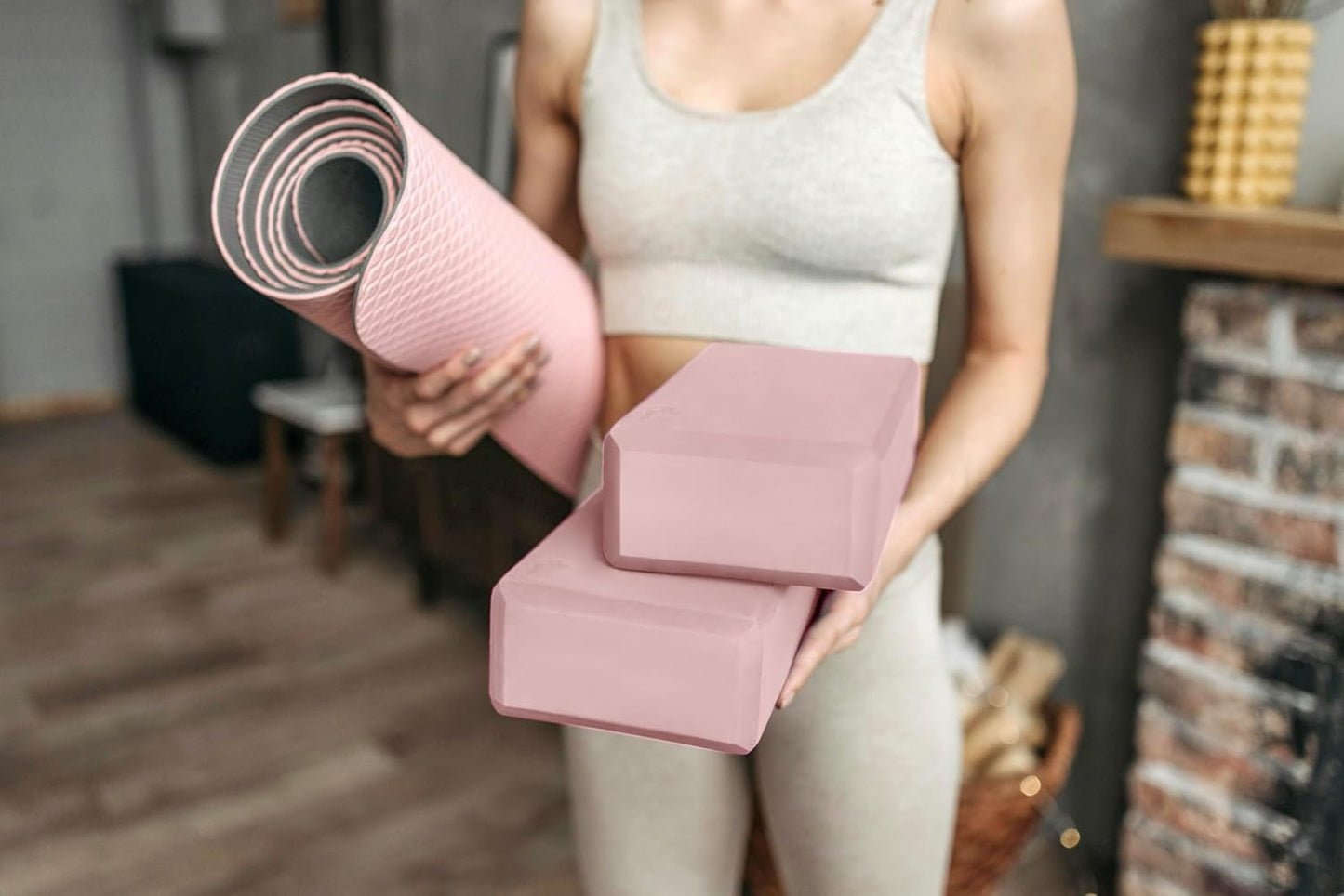 EXERZ Yoga Blocks 2 pack, Gym Blocks, Exercise Workout Fitness Bricks, Pilates Stretch Handstand Non-Slip