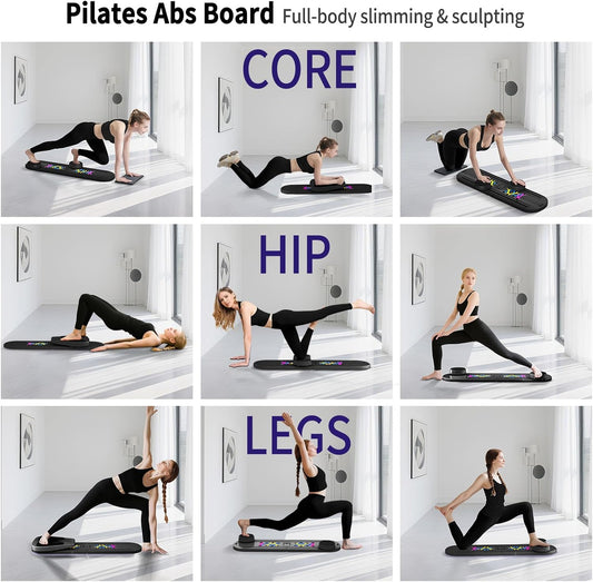 Pilates Board, Foldable Pilates Reformer Set for Home Workout with Timer, 6-in-1 Multifunctional Portable Reformer Pilates Machine at Home Pilates Equipment for Fitness, Exercise, Abs, Core Training