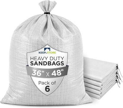 Heavy Duty Sand Bags Pack of 3, White Empty Sandbags with Built-In Ties, Woven Polypropylene UV Protection 1600 Hours, Fillable Sand Bags for Flood Control, Weight, 10x14 inches, 15 Pounds Volume
