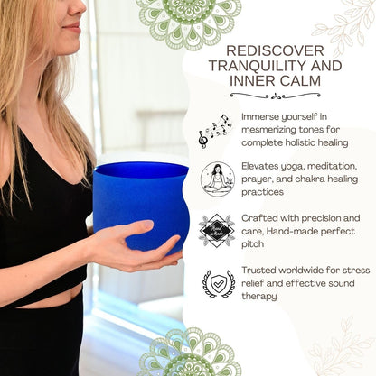 8 inch White C Note Root Chakra Quartz Crystal Singing Bowl, for Healing Mindfulness Meditation Yoga Sound Baths, with Rubber Mallet O-ring