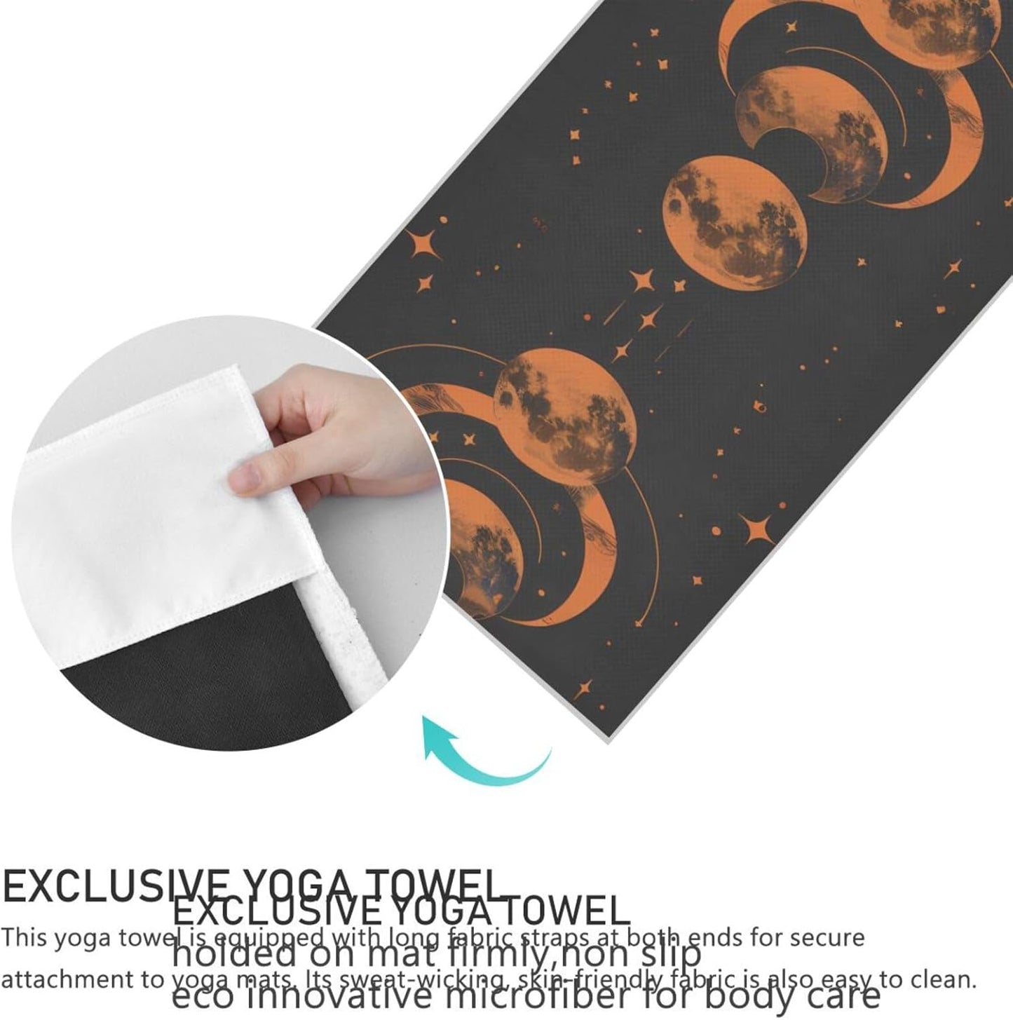ALAZA Space Moon Yoga Towel Non Slip Soft Sweat Absorbent Mat Towel for Hot Yoga Exercise Pilates 73x27 Inches