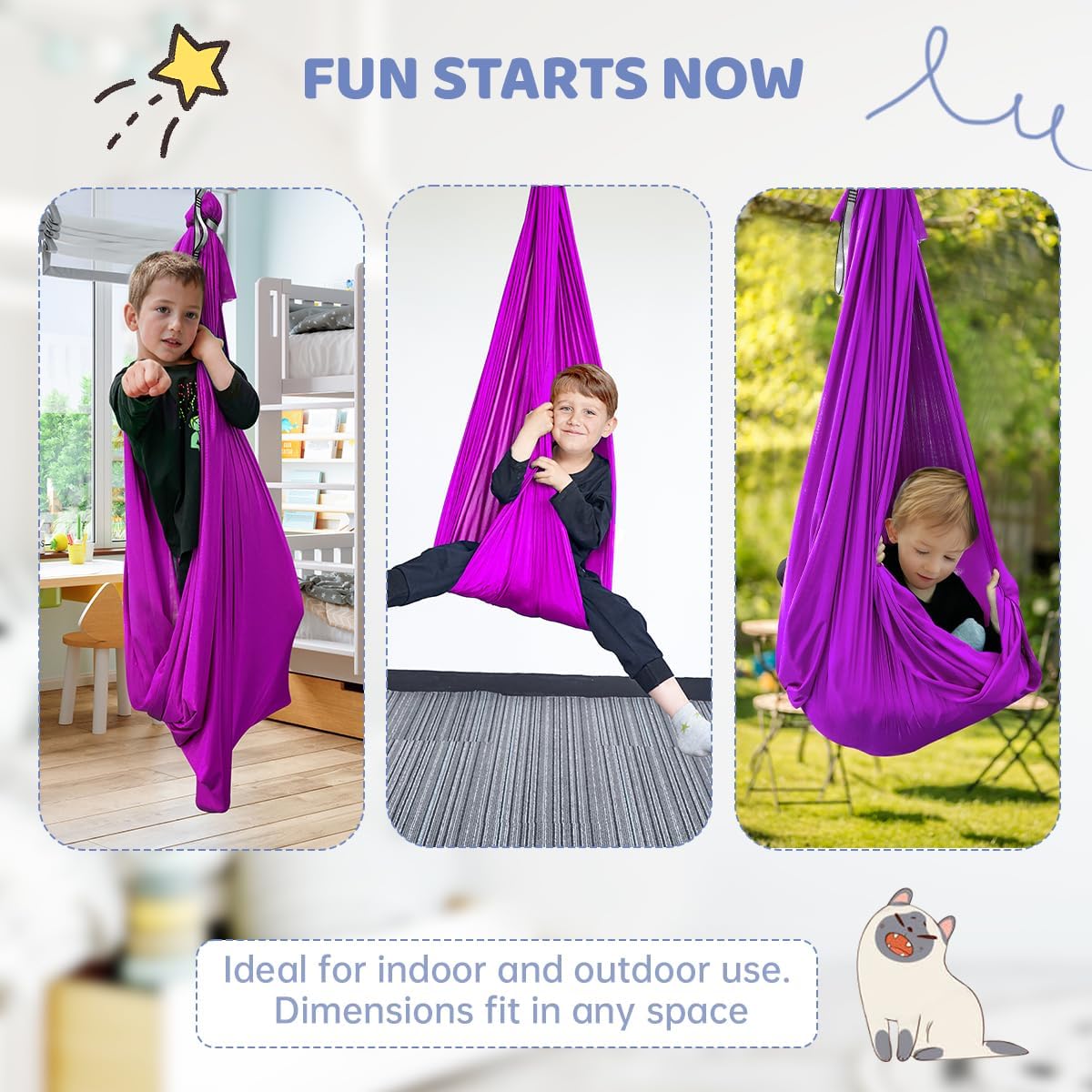Aokitec Therapy Swing for Kids with Special Needs (Hardware Included) Snuggle Swing Cuddle Hammock Indoor Adjustable Aerial Yoga for Children with Autism, ADHD, Asperger, Sensory Integration