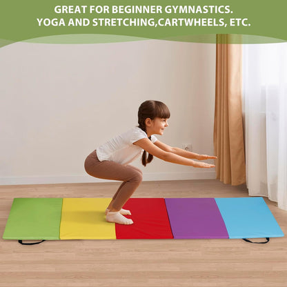 HomGarden Tumbling Mat, 6’x2" Thick High Density Anti Tear Gymnastics Mat, Gym Folding Exercise Aerobics Mats w/Carrying Handles for Home Gym Exercise, Multiple Colors