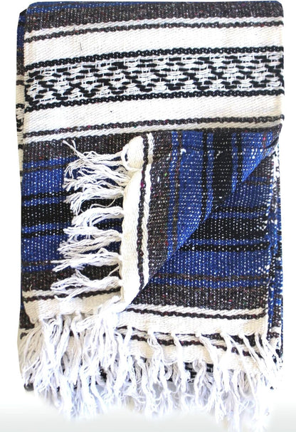 Del Mex Classic Mexican Blanket, Large Authentic Woven Falsa Throw (70"x50"), Artisan Southwest Décor for Beach, Yoga, Outdoors (Lavender)