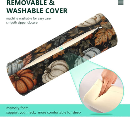 c Neck Roll Pillow Bolster Round Health Memory Foam Long Cervical Cylinder Pillows with Removable Washable Cover for Body Bed Legs Back Yoga - Colors A