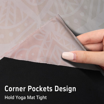 Hot Yoga Mat Towel with Corner Pockets Yoga Towels for Hot Yoga Non Slip with Travel Bag Sweat Absorbent Yoga Blankets Mat Cover for Workout Gym 70"x26" (Mountain-01, 70x26)