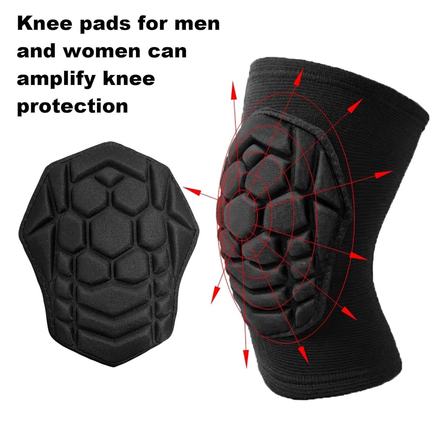 Men Women Knee Pads for Skating Soccer Dancing Climbing, Soft Elastic Work Knee Protector for Fitness Yoga Bike, Breathable Anti-slip Knee Compression Sleeve for Hiking Running Cycling Adult, Black L
