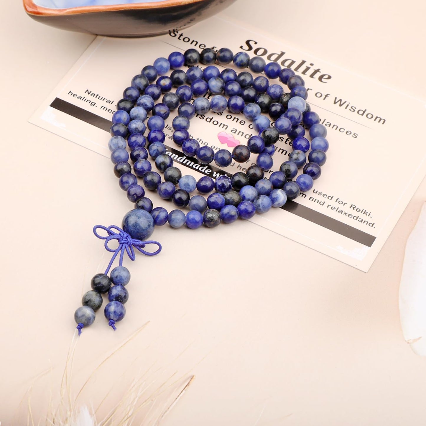 AD Beads 6mm 8mm 108 Prayer Mala Jasper Elastic Bracelet - Handmade Yoga Meditation Healing Power Energy Gifts for Unisex Adult.