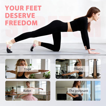 Pilates Socks for Women Grip Yoga Non Slip Socks for Barre Dance Workout Hospital