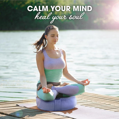 Yes4All Meditation Cushion, Floor Pillow Foam Zafu Buckwheat, Mandala Pattern Yoga Meditation Bolster Pillows, Floor Cushions