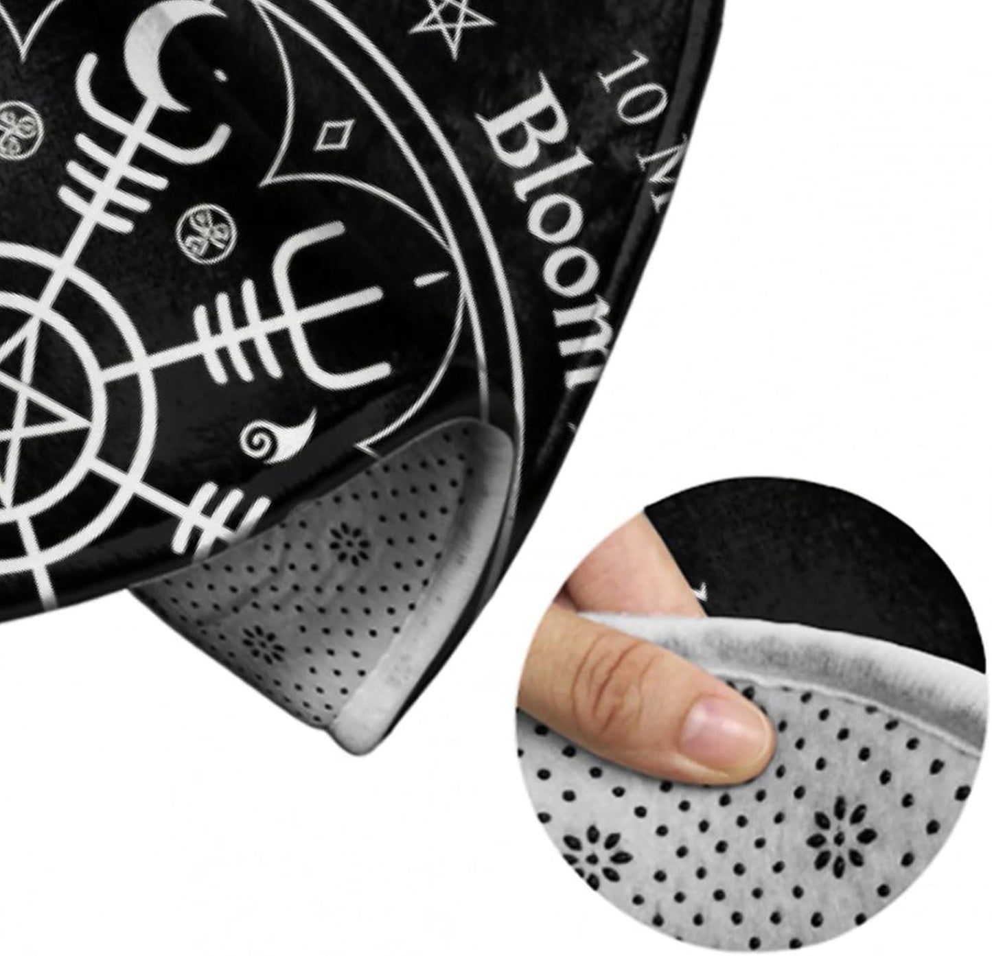 Soft Round Yoga Carpet, Large Home Decor Mat, Non-Slip Machine Washable Kitchen Office Circle Rug Compatible with Cool Norse Viking Vegvisir Runic Compass