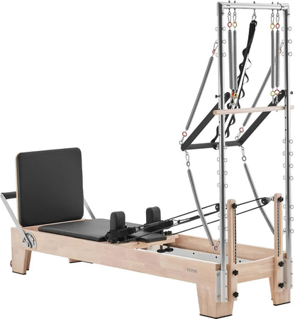VEVOR Pilates Reformer, Reformer Pilates Machine with Cadillac Trapeze Table or Tower & Mat, Pilates Equipment for Home Workout and Studio, Includes Jump Board，Sitting Box